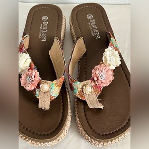 Colorful flowers, sandals